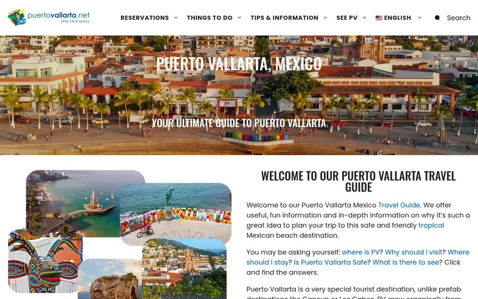 Screenshot of the PuertoVallarta.net home page