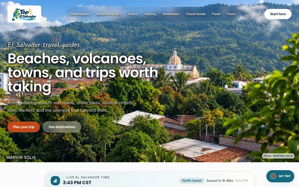 Screenshot of the TopElSalvador.com home page